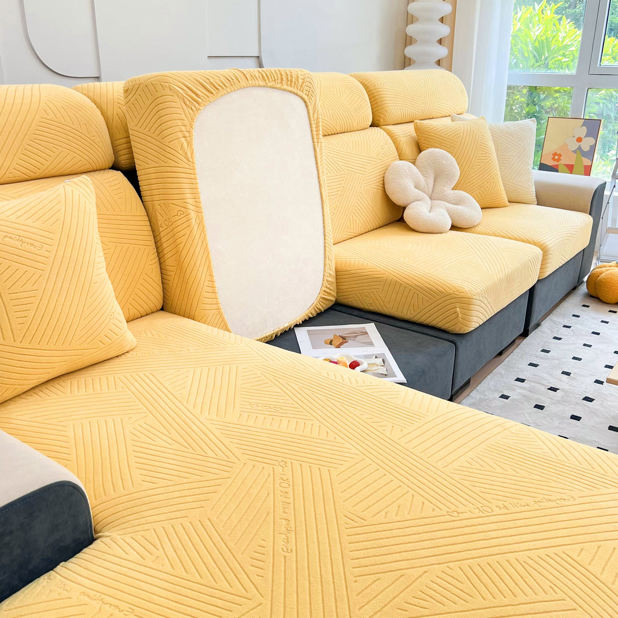 Stretch Couch Cushion Covers, Slipcovers Sofa Cushion Protector Covers, Elastic Furniture Protector for Pets, Kid