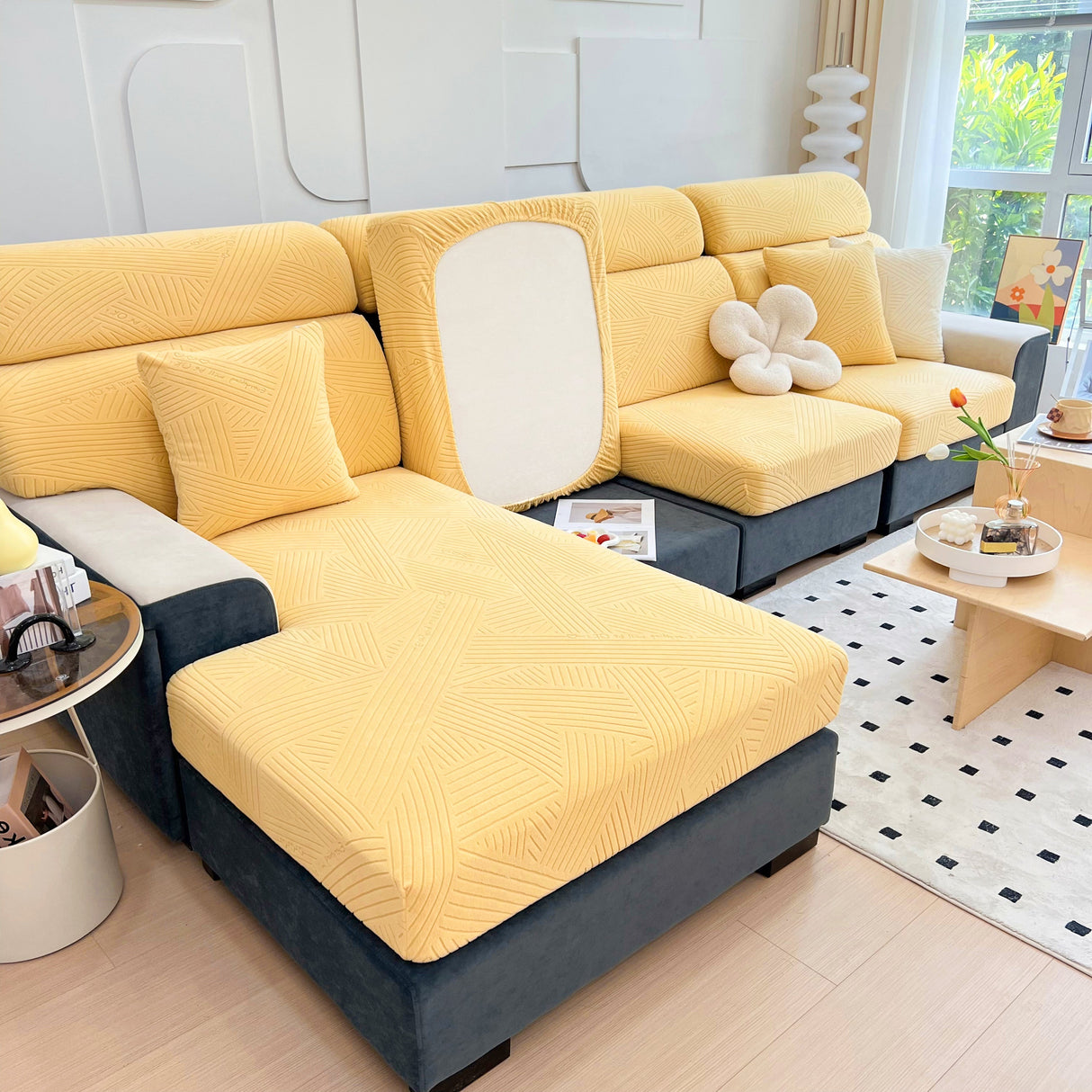 Stretch Couch Cushion Covers, Slipcovers Sofa Cushion Protector Covers, Elastic Furniture Protector for Pets, Kid