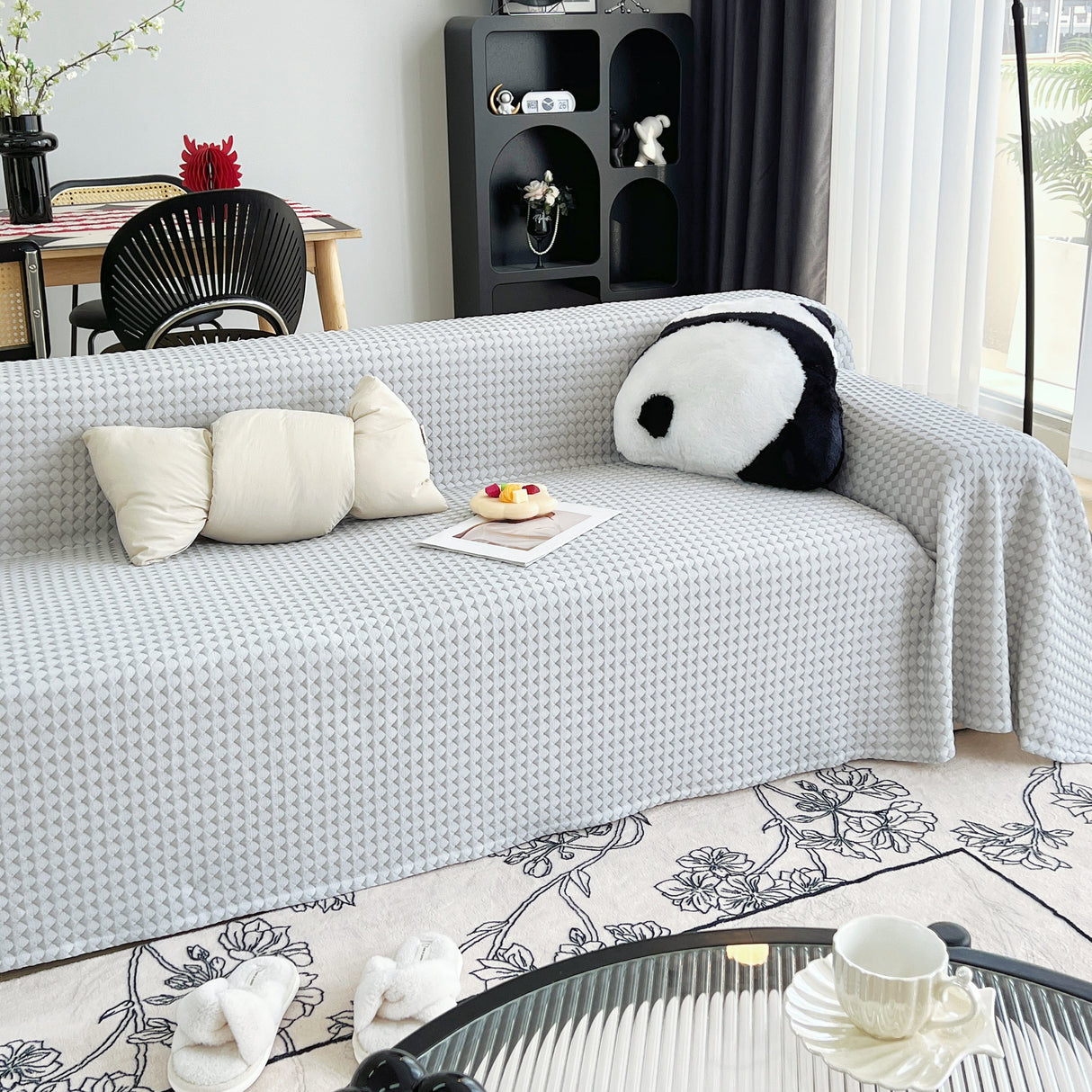 Cooling Textured Sofa Cover Washable Soft Couch Throw Blanket for Summer & Pets