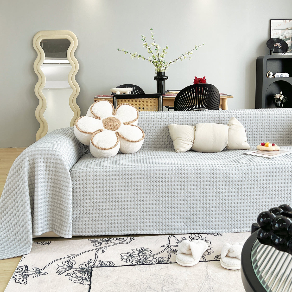 Cooling Textured Sofa Cover Washable Soft Couch Throw Blanket for Summer & Pets