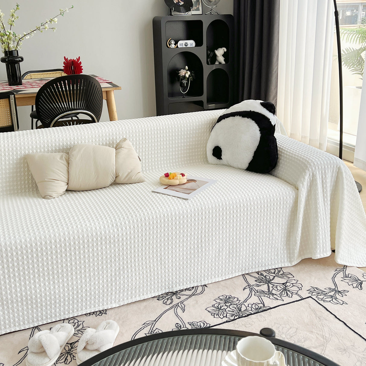 Cooling Textured Sofa Cover Washable Soft Couch Throw Blanket for Summer & Pets