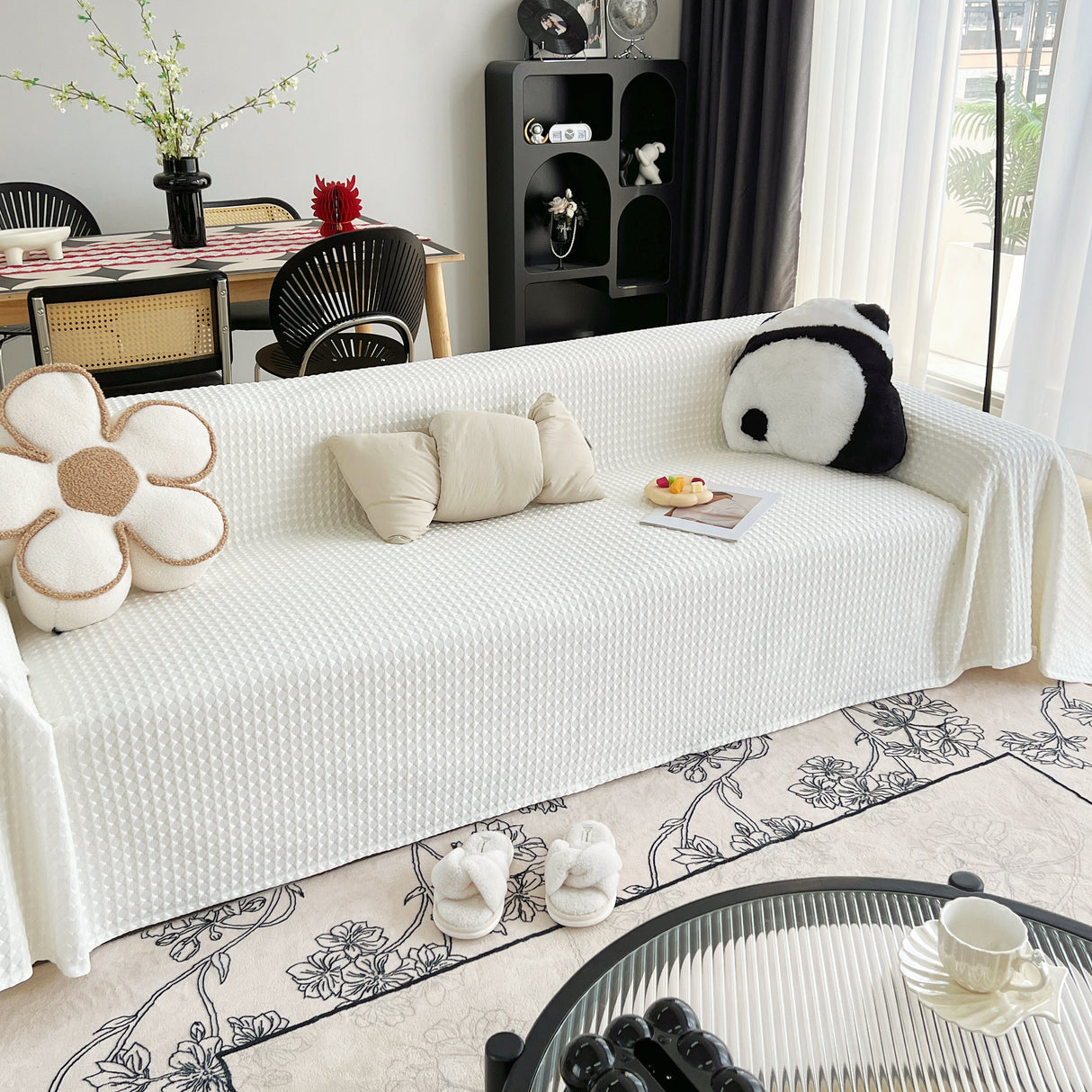 Cooling Textured Sofa Cover Washable Soft Couch Throw Blanket for Summer & Pets