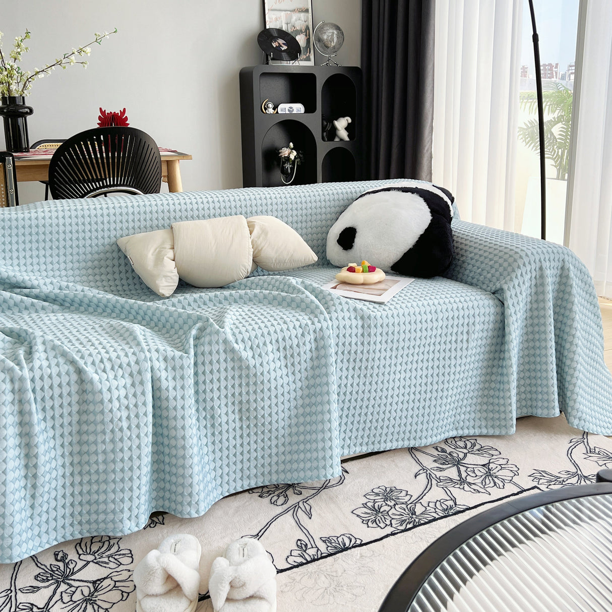 Cooling Textured Sofa Cover Washable Soft Couch Throw Blanket for Summer & Pets