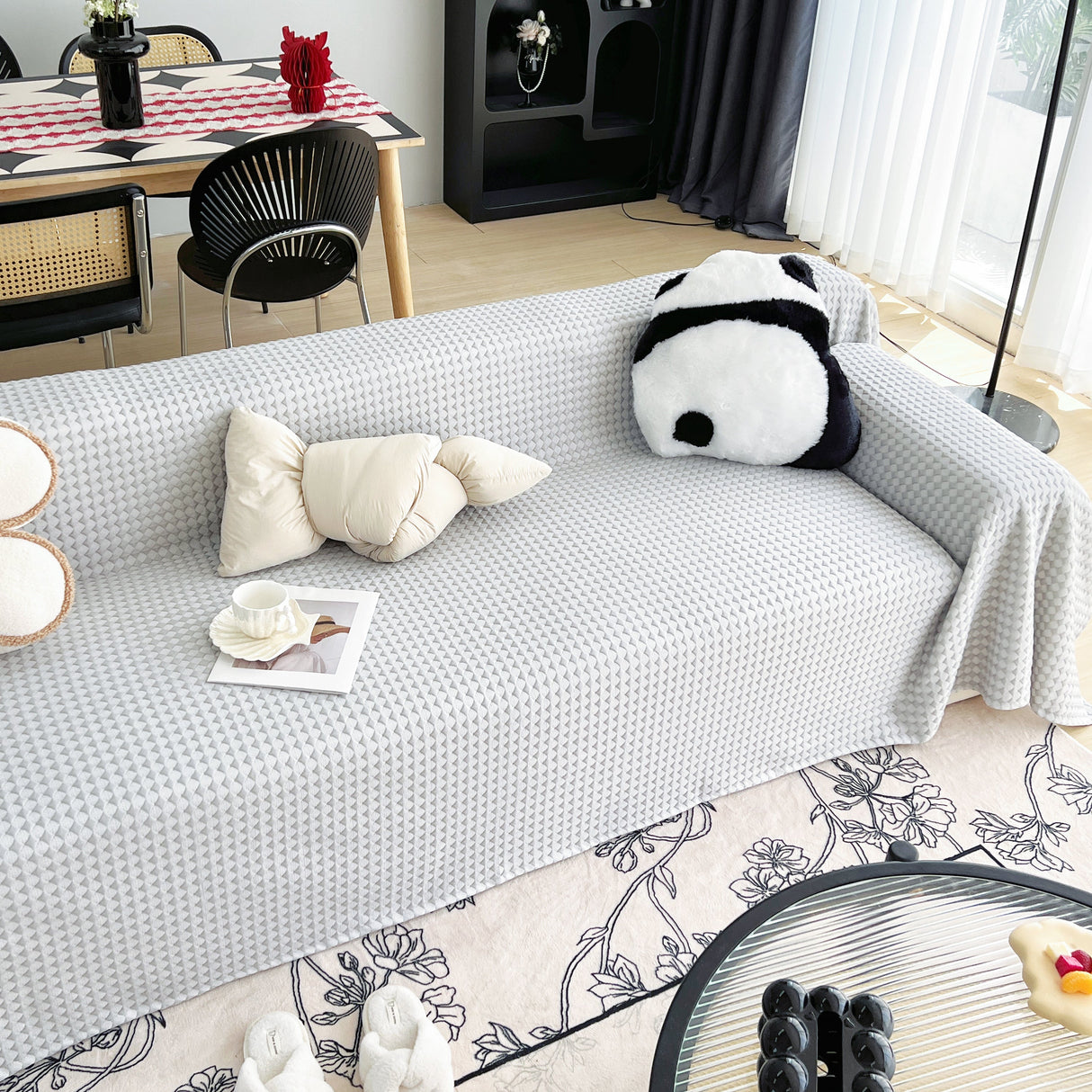 Cooling Textured Sofa Cover Washable Soft Couch Throw Blanket for Summer & Pets