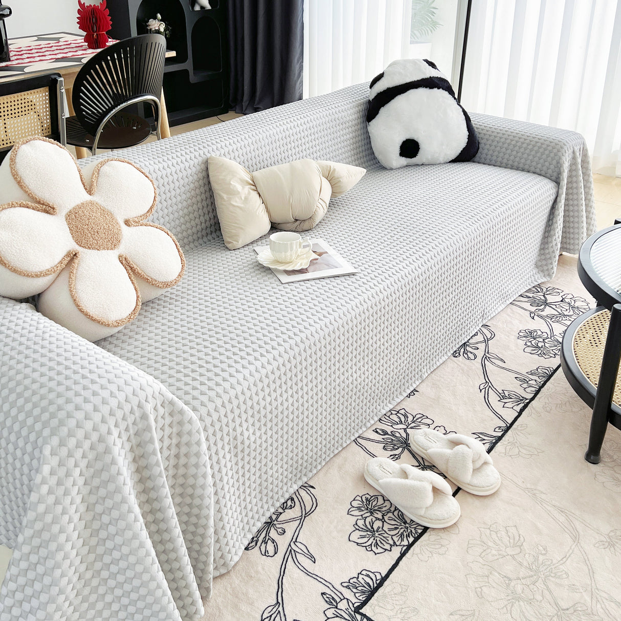 Cooling Textured Sofa Cover Washable Soft Couch Throw Blanket for Summer & Pets