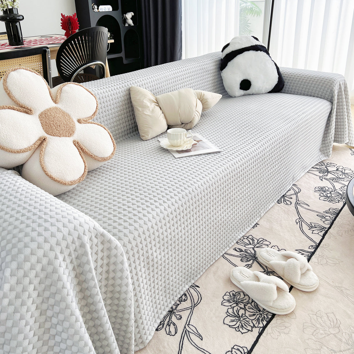 Cooling Textured Sofa Cover Washable Soft Couch Throw Blanket for Summer & Pets