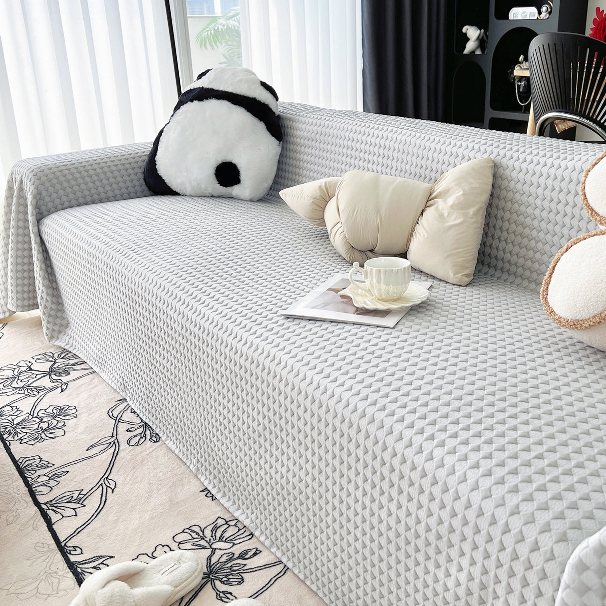 Cooling Textured Sofa Cover Washable Soft Couch Throw Blanket for Summer & Pets