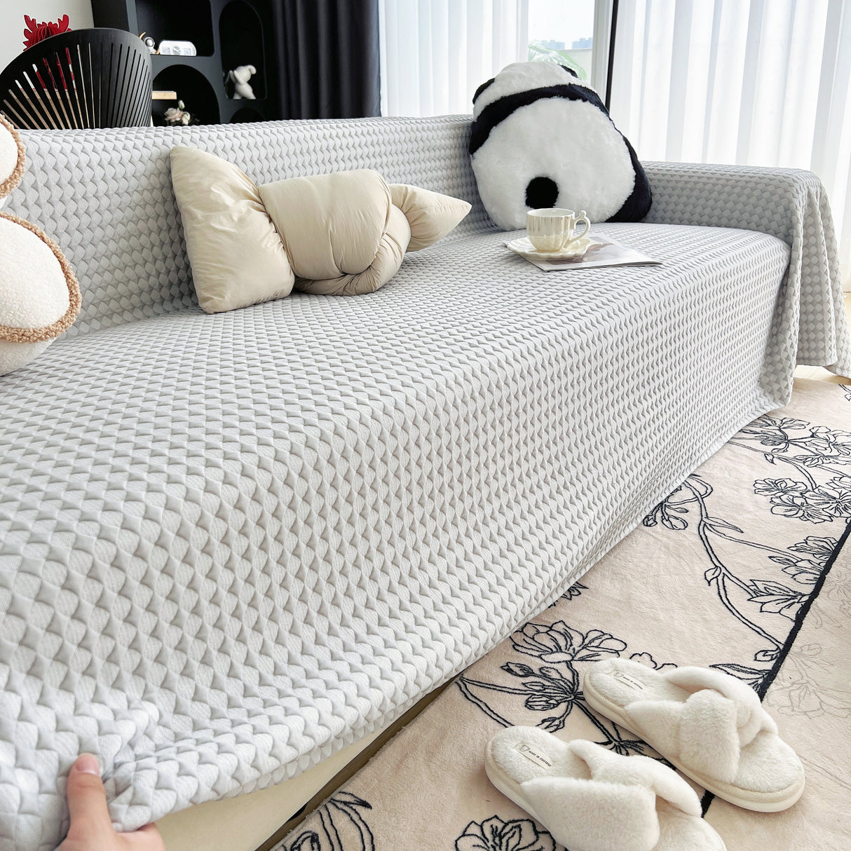 Cooling Textured Sofa Cover Washable Soft Couch Throw Blanket for Summer & Pets