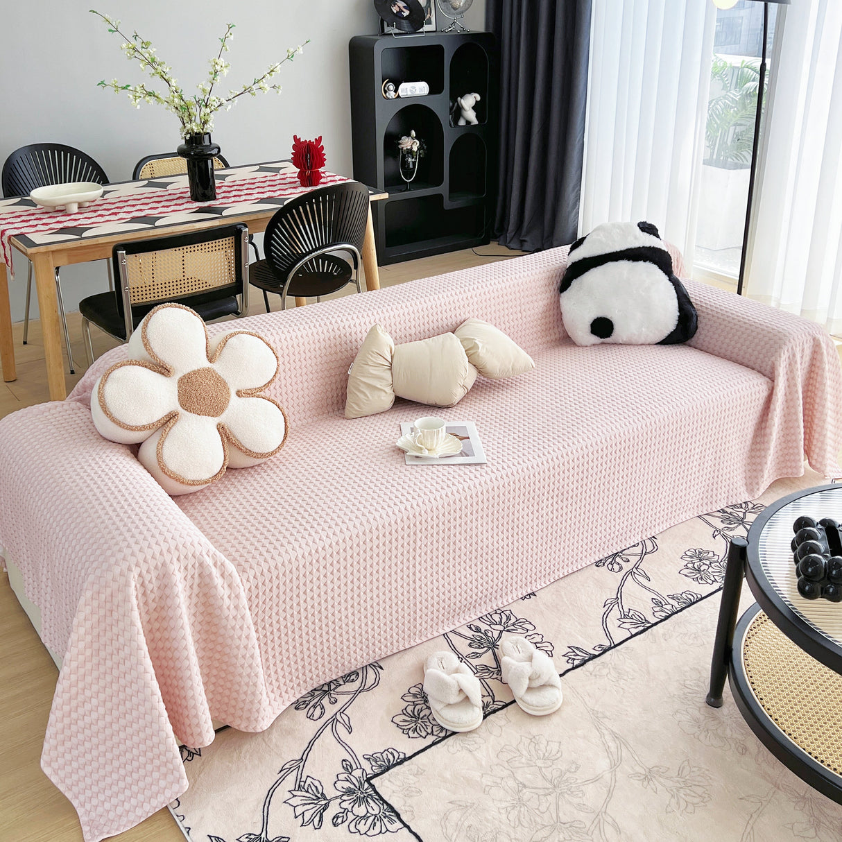 Cooling Textured Sofa Cover Washable Soft Couch Throw Blanket for Summer & Pets