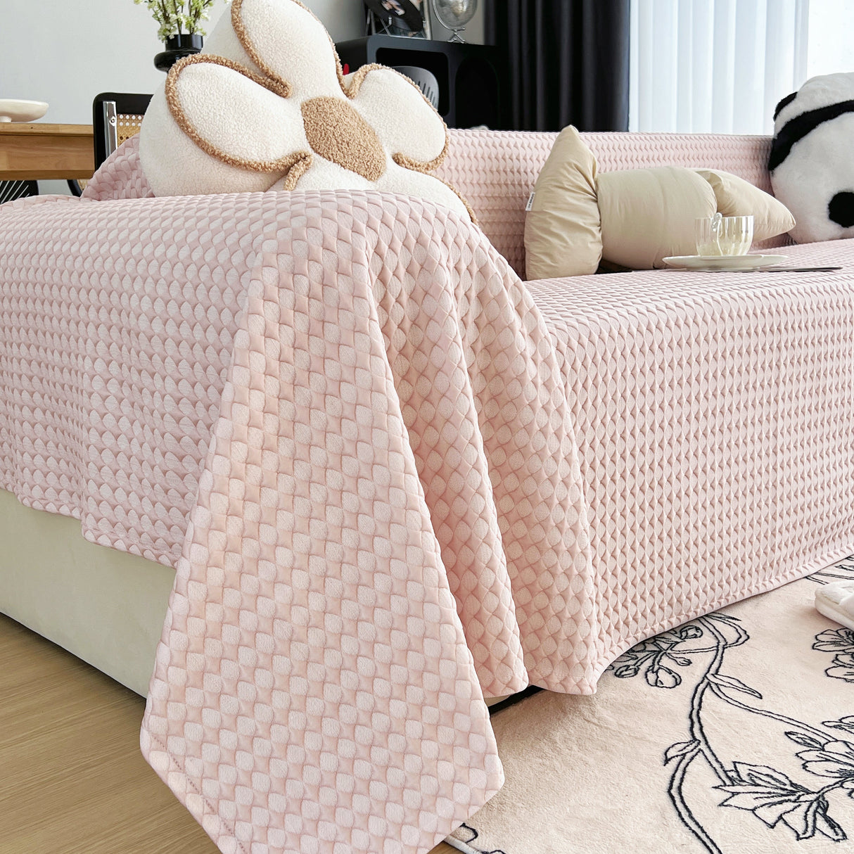 Cooling Textured Sofa Cover Washable Soft Couch Throw Blanket for Summer & Pets