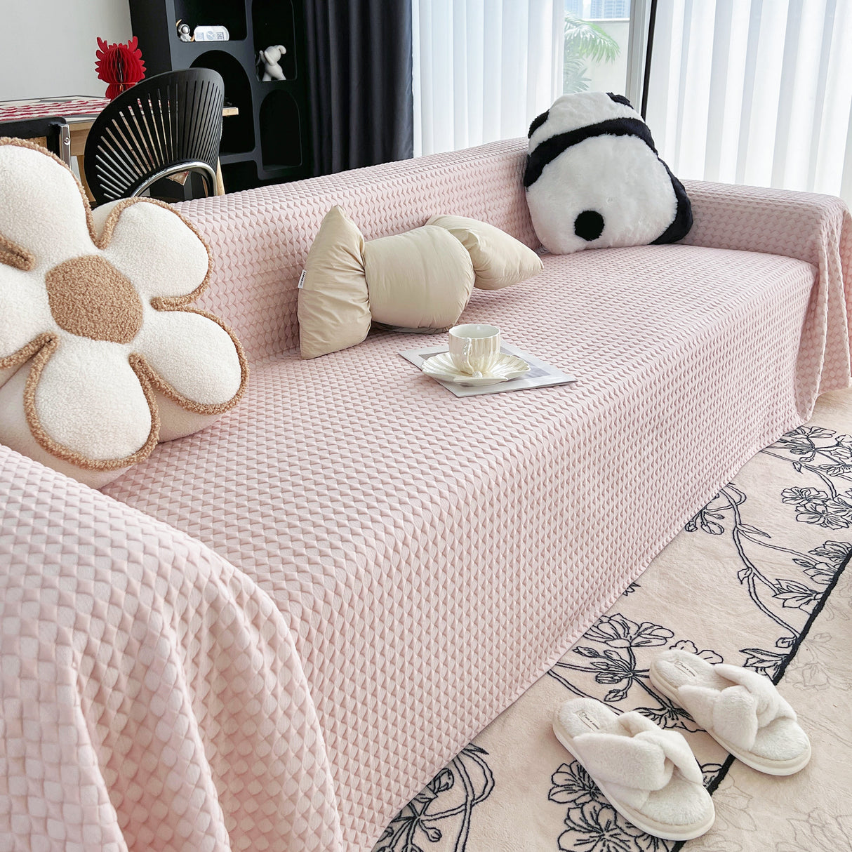 Cooling Textured Sofa Cover Washable Soft Couch Throw Blanket for Summer & Pets