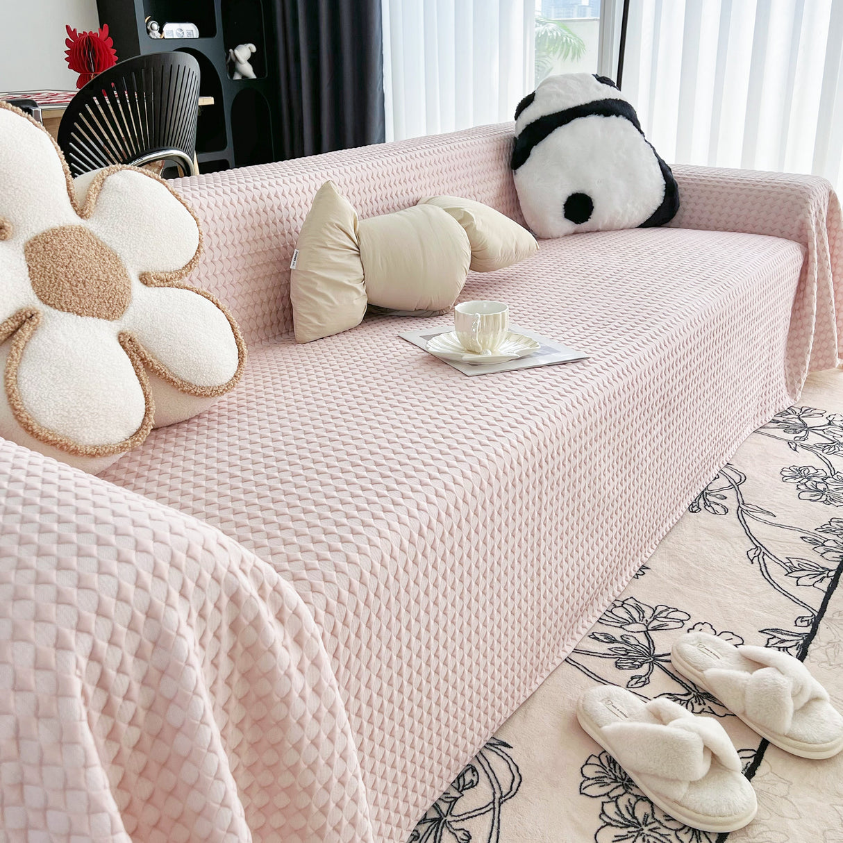 Cooling Textured Sofa Cover Washable Soft Couch Throw Blanket for Summer & Pets