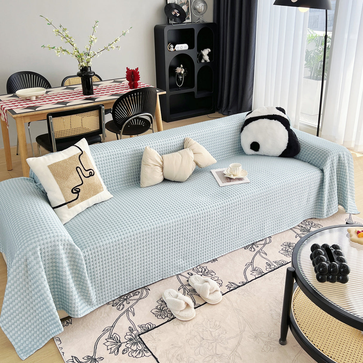 Cooling Textured Sofa Cover Washable Soft Couch Throw Blanket for Summer & Pets