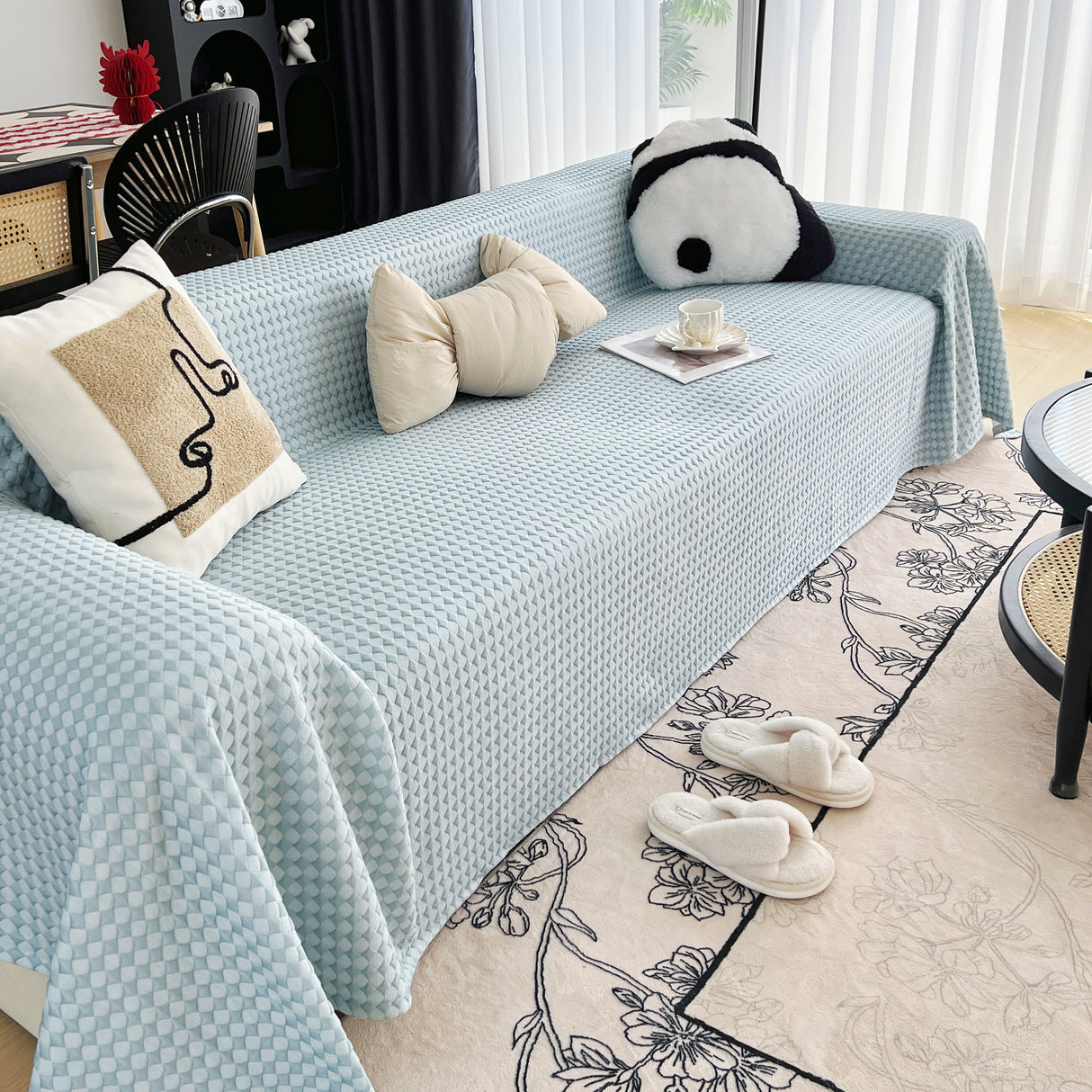 Cooling Textured Sofa Cover Washable Soft Couch Throw Blanket for Summer & Pets