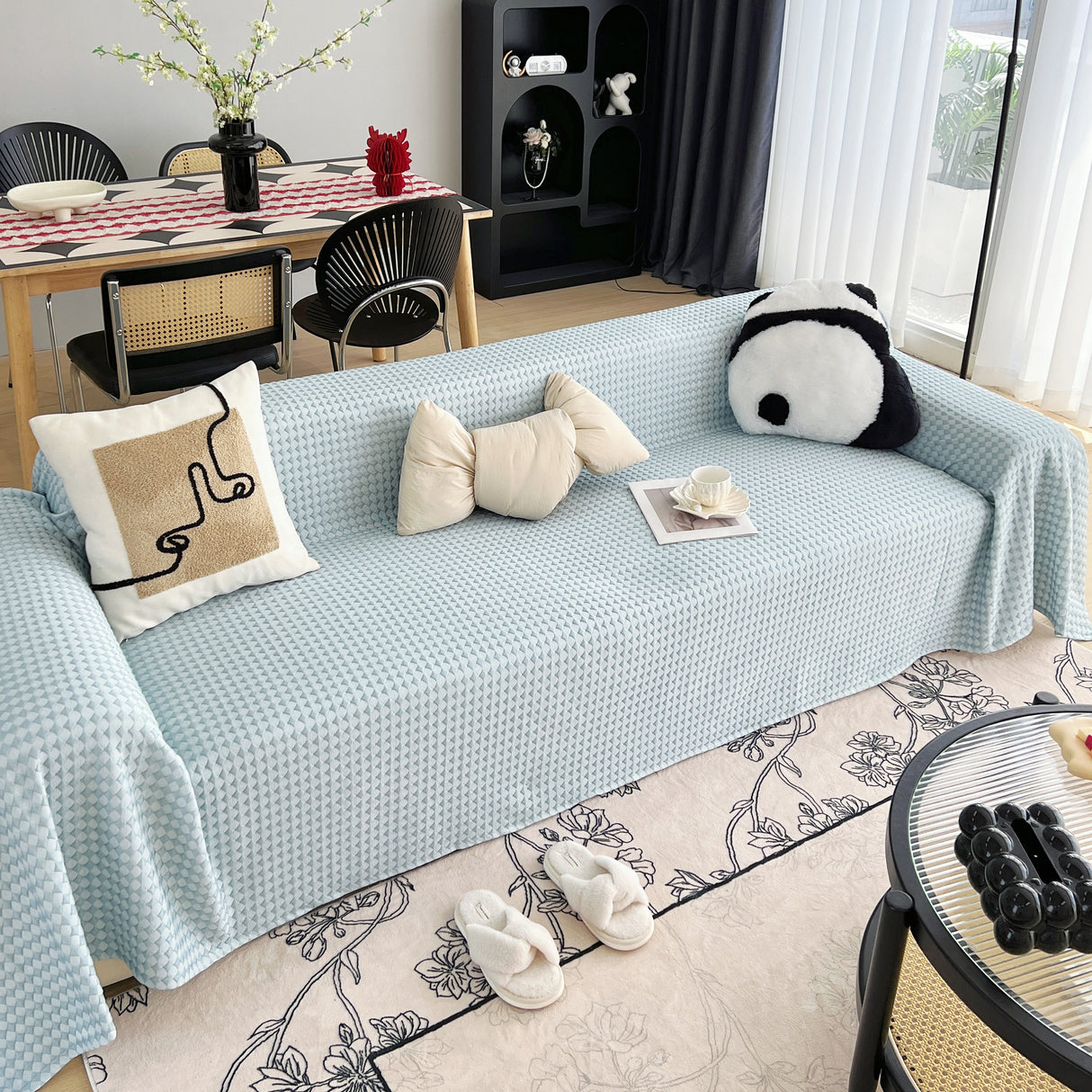 Cooling Textured Sofa Cover Washable Soft Couch Throw Blanket for Summer & Pets