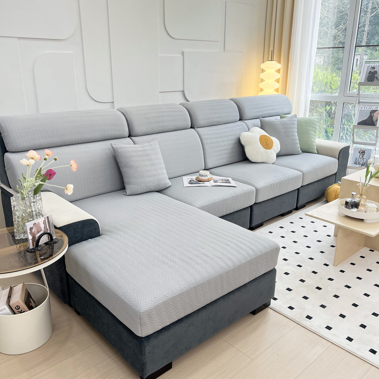 Cooling Stretchy Replacement Couch Cushion Covers for Sectional, Individual Couch Seat Cushion Covers