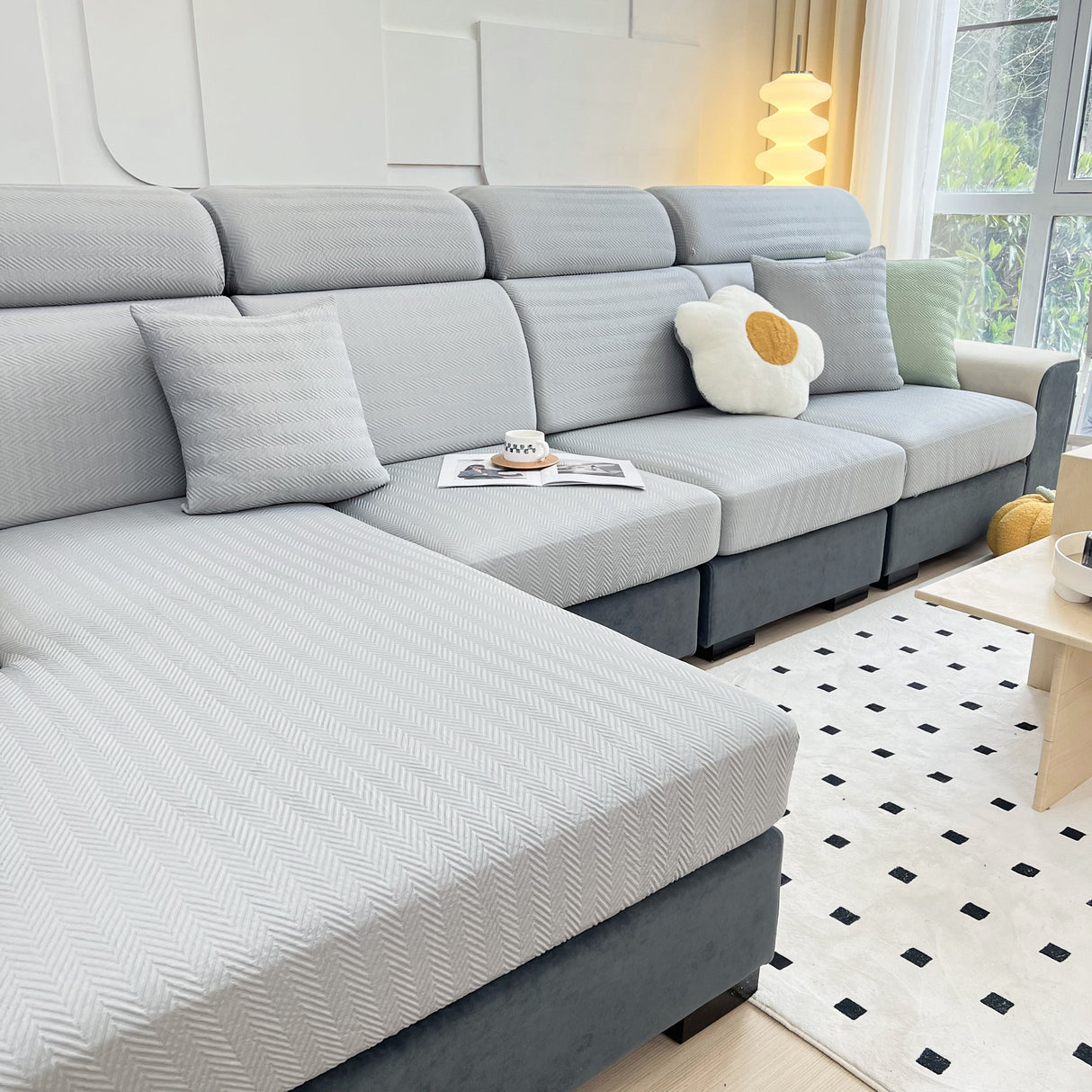 Cooling Stretchy Replacement Couch Cushion Covers for Sectional, Individual Couch Seat Cushion Covers