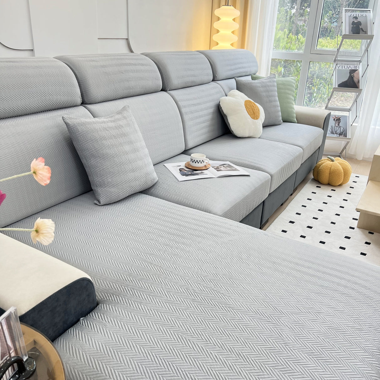 Cooling Stretchy Replacement Couch Cushion Covers for Sectional, Individual Couch Seat Cushion Covers