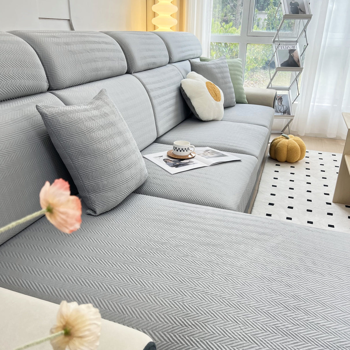 Cooling Stretchy Replacement Couch Cushion Covers for Sectional, Individual Couch Seat Cushion Covers