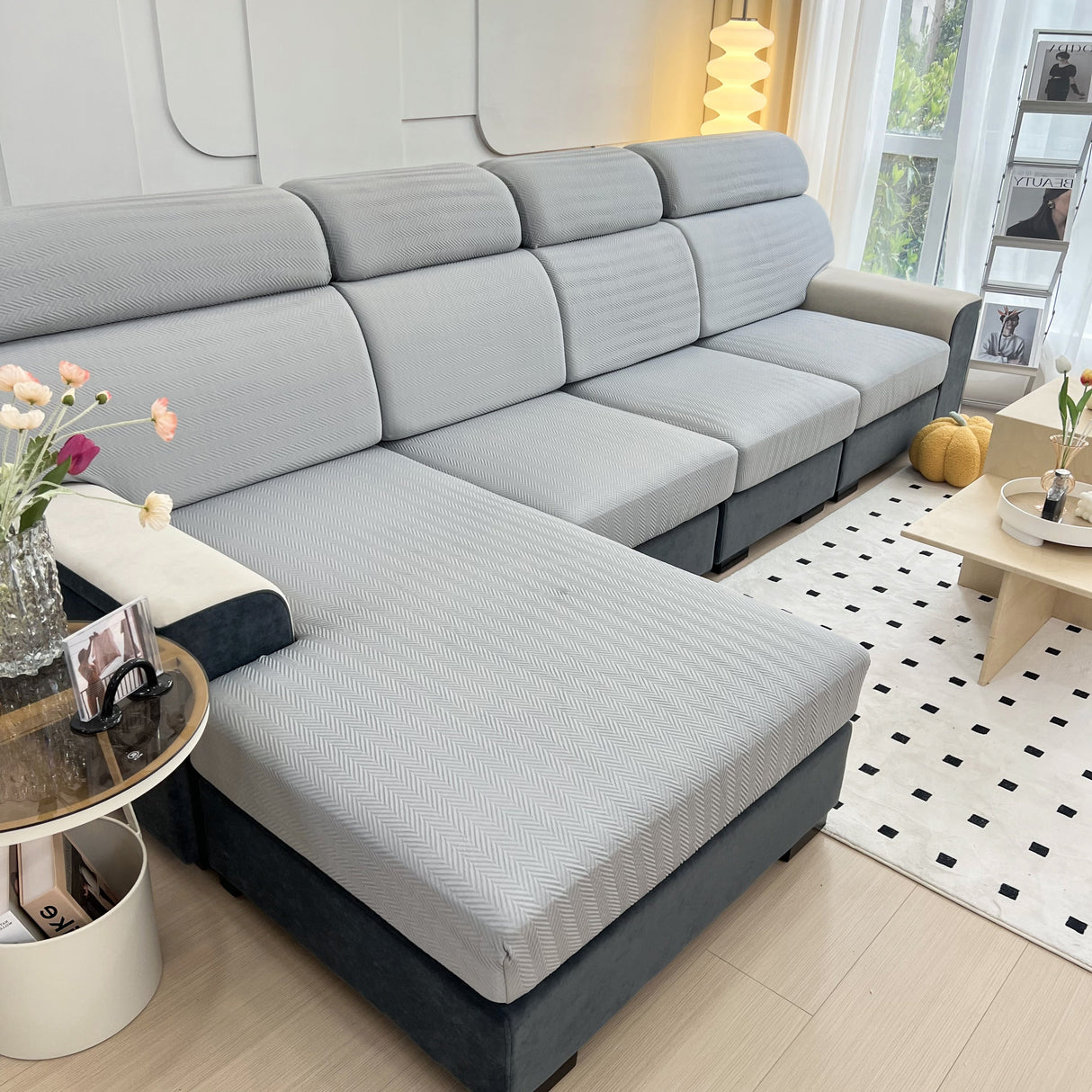 Cooling Stretchy Replacement Couch Cushion Covers for Sectional, Individual Couch Seat Cushion Covers