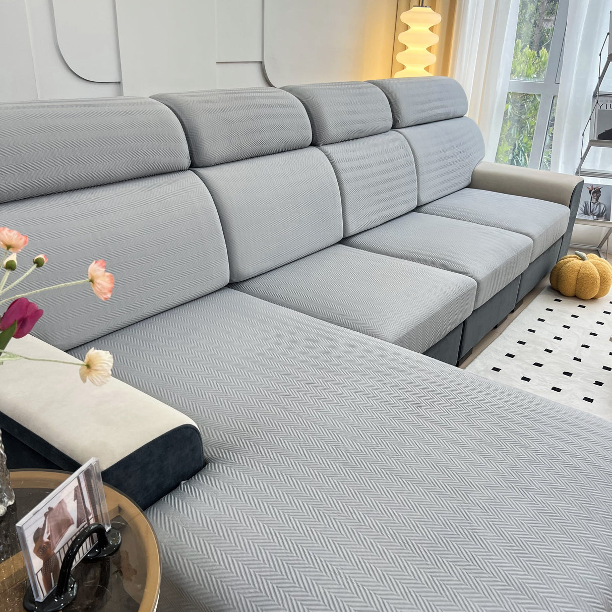 Cooling Stretchy Replacement Couch Cushion Covers for Sectional, Individual Couch Seat Cushion Covers