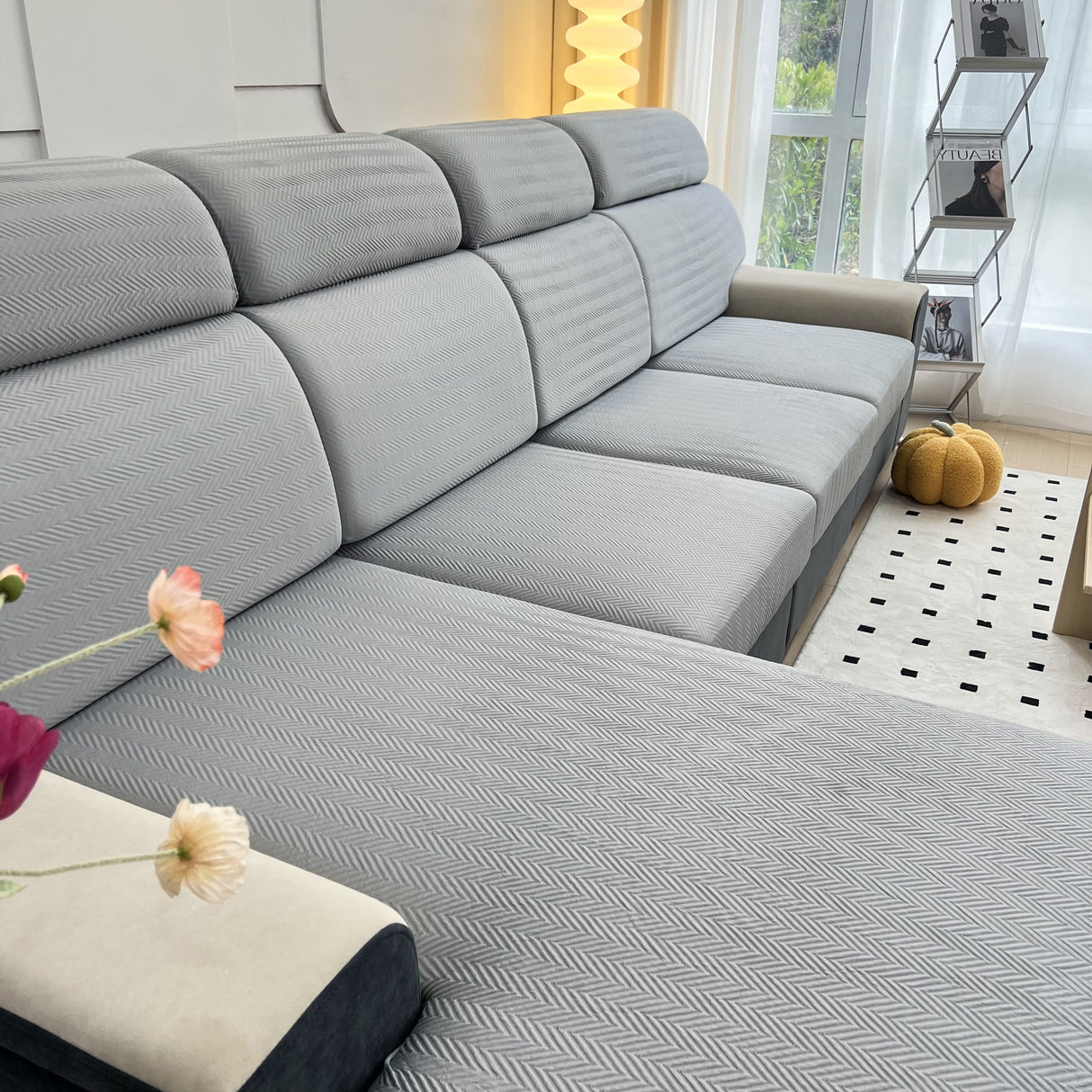 Cooling Stretchy Replacement Couch Cushion Covers for Sectional, Individual Couch Seat Cushion Covers