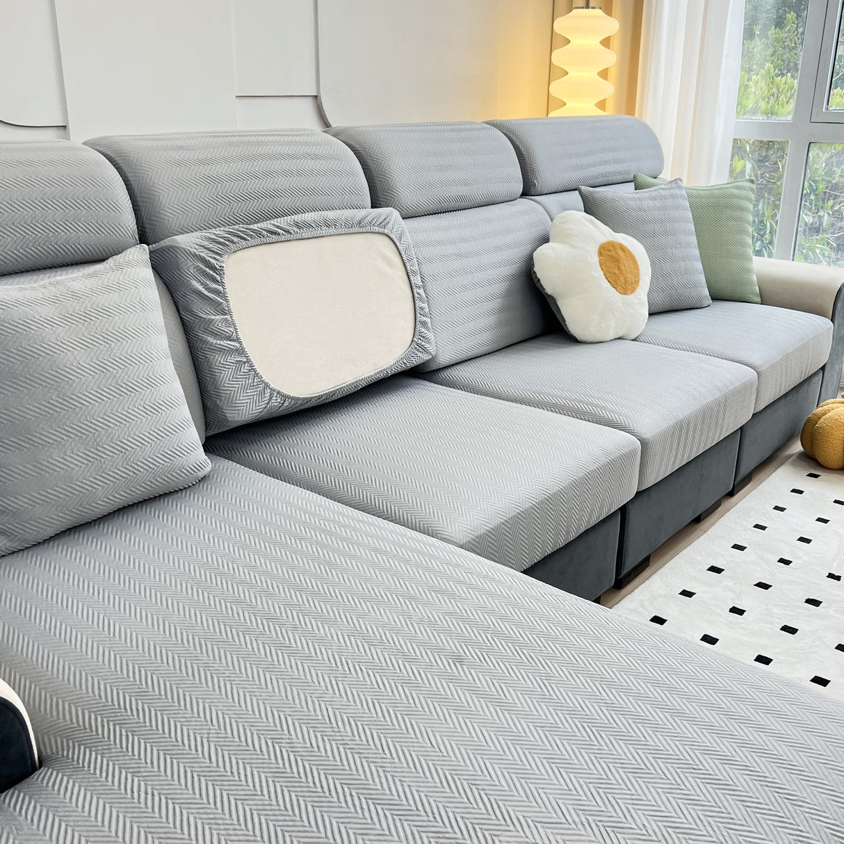 Cooling Stretchy Replacement Couch Cushion Covers for Sectional, Individual Couch Seat Cushion Covers