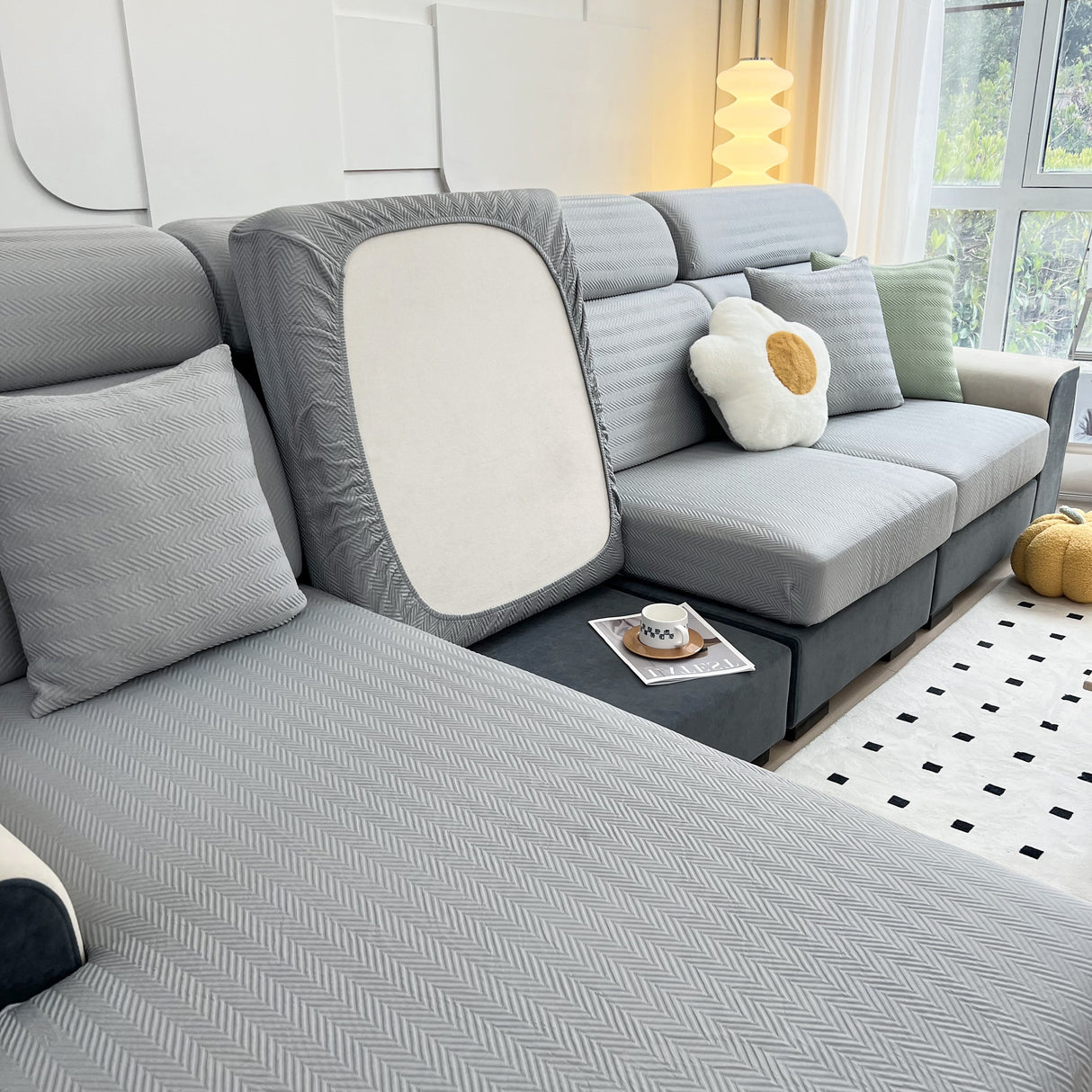 Cooling Stretchy Replacement Couch Cushion Covers for Sectional, Individual Couch Seat Cushion Covers