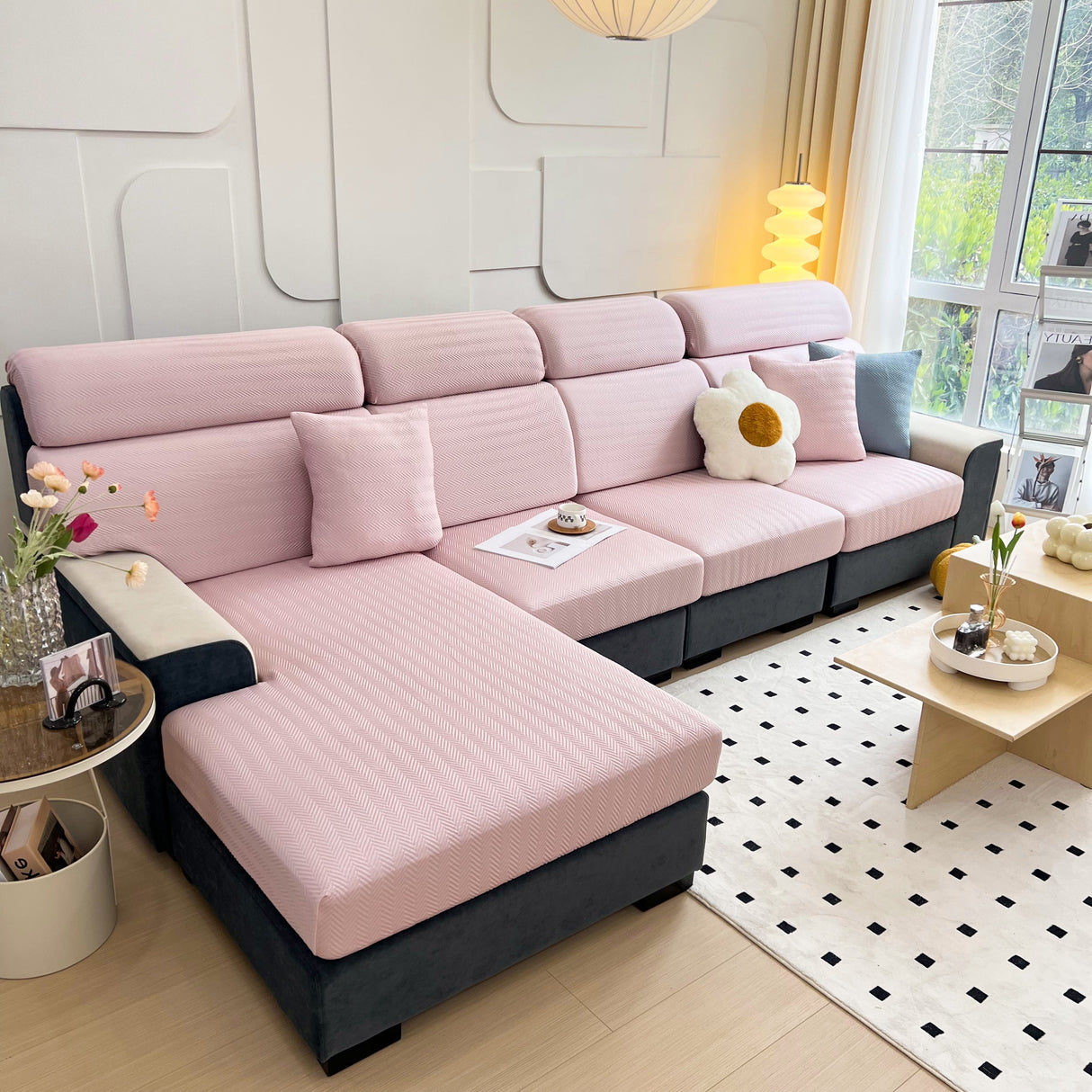 Cooling Stretchy Replacement Couch Cushion Covers for Sectional, Individual Couch Seat Cushion Covers