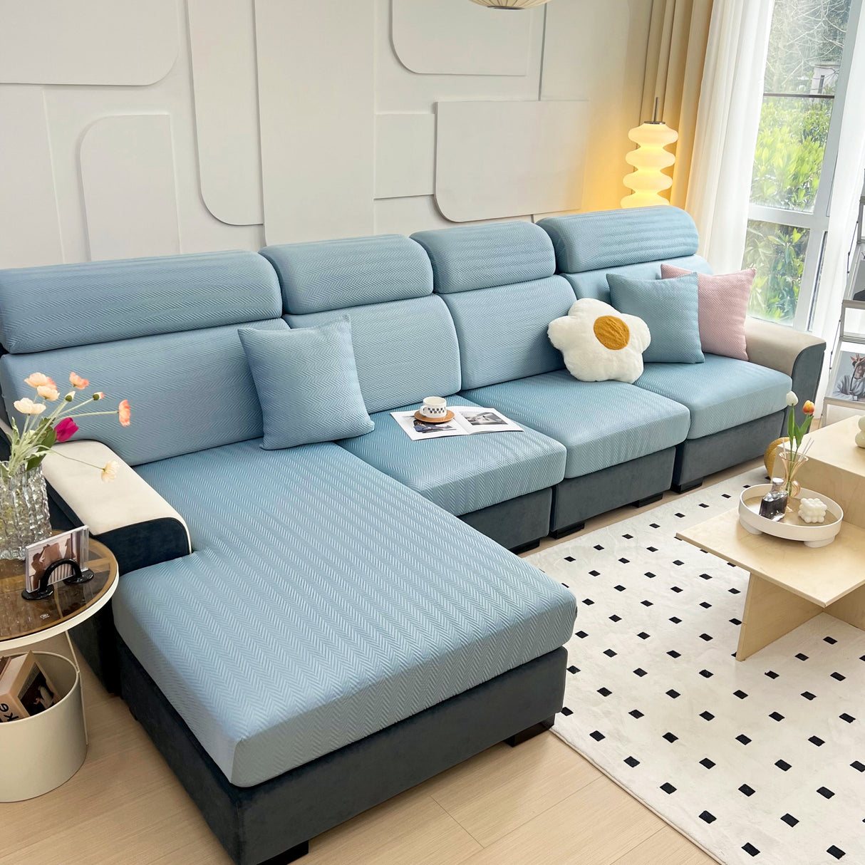 Cooling Stretchy Replacement Couch Cushion Covers for Sectional, Individual Couch Seat Cushion Covers