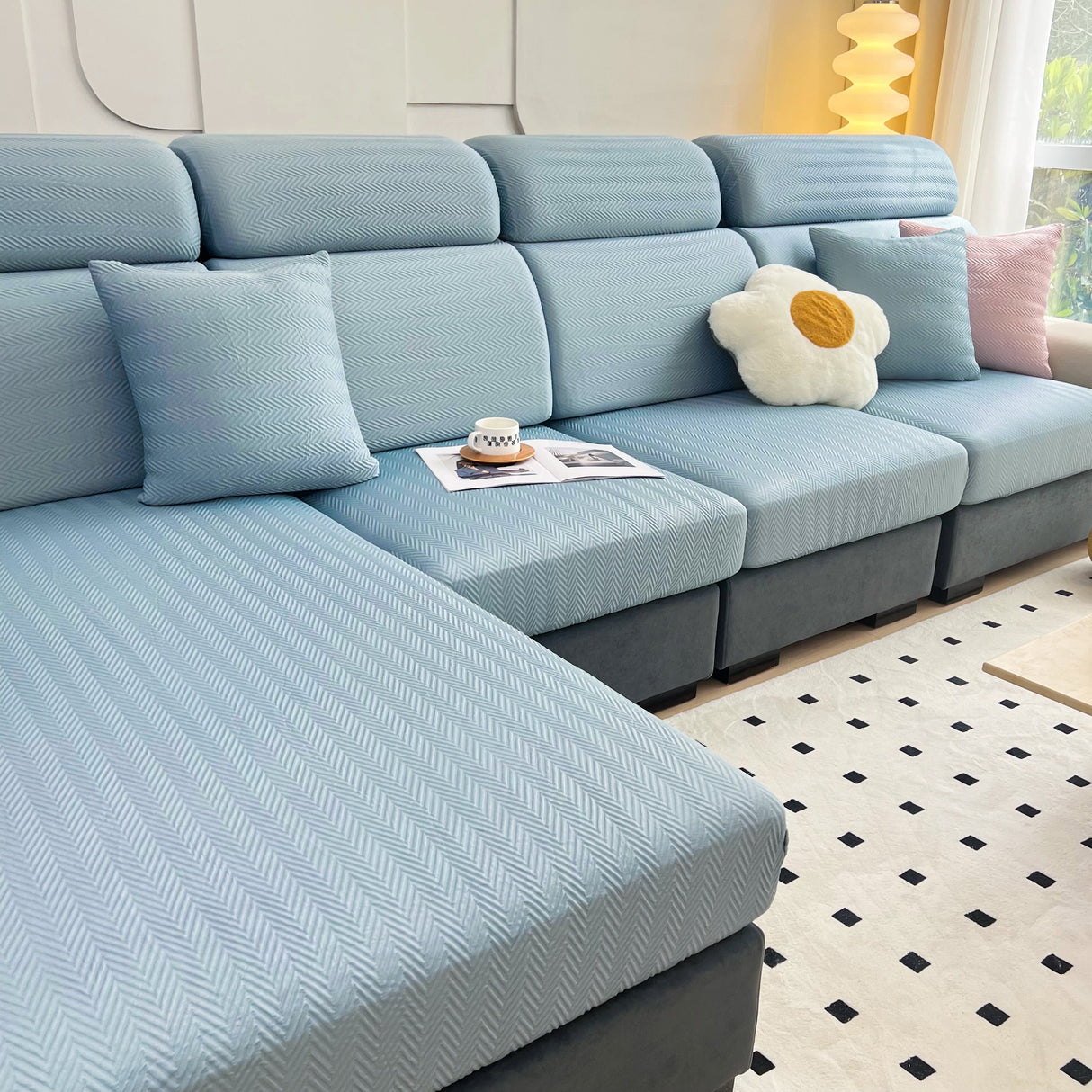 Cooling Stretchy Replacement Couch Cushion Covers for Sectional, Individual Couch Seat Cushion Covers