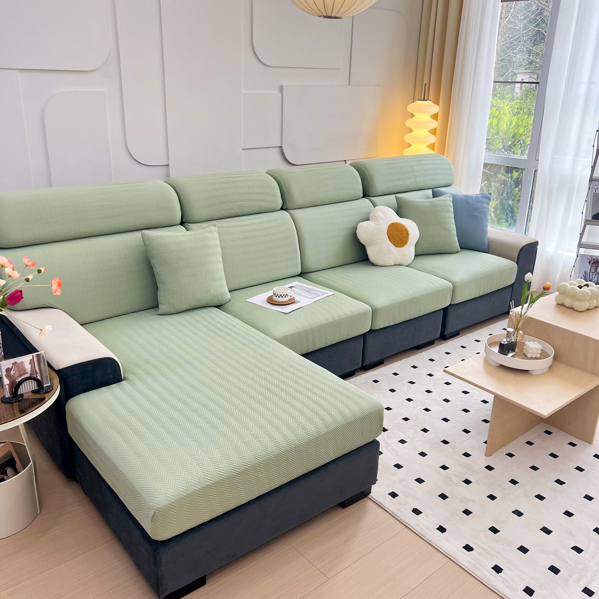 Cooling Stretchy Replacement Couch Cushion Covers for Sectional, Individual Couch Seat Cushion Covers