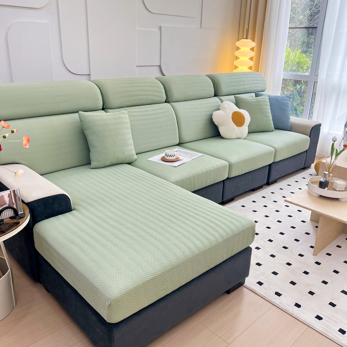 Cooling Stretchy Replacement Couch Cushion Covers for Sectional, Individual Couch Seat Cushion Covers