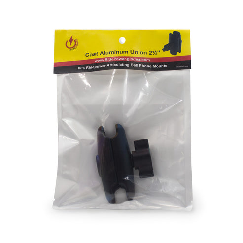 Aluminum Union for attaching Phone Mounts with Articulating 1" Ball 2 1/4 center to center by GloDea