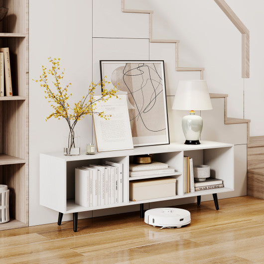 47.5 Inches TV Stand for 55-Inch TV with Compartments and Metal Legs-White