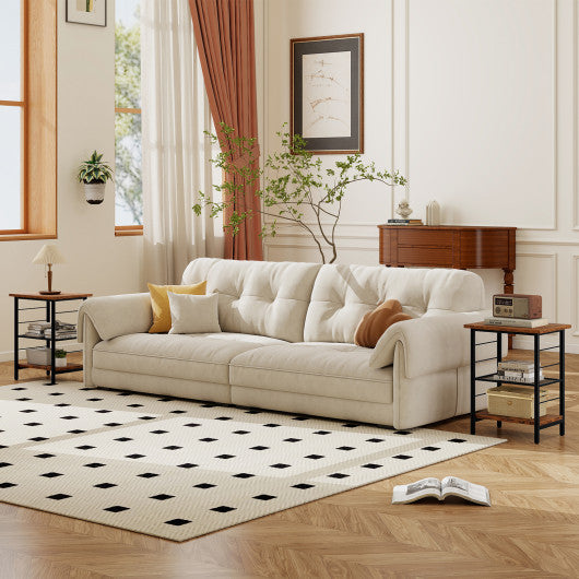 3-Tier End Table Space-Saving Nightstand Industrial Bedside Table for Living Room Bedroom-Rustic Brown