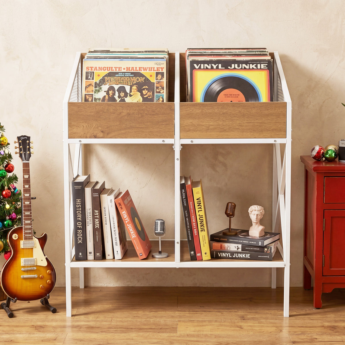 Industrial Magazine Books Record Holder with Metal Frame and Anti-tip Kits-Natrual