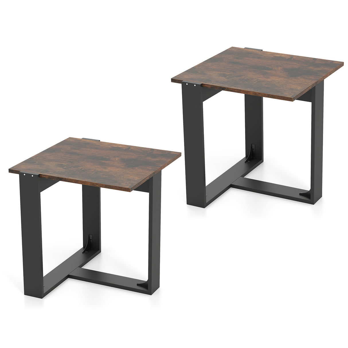 Industrial Sofa End Table with Metal Frame-2
