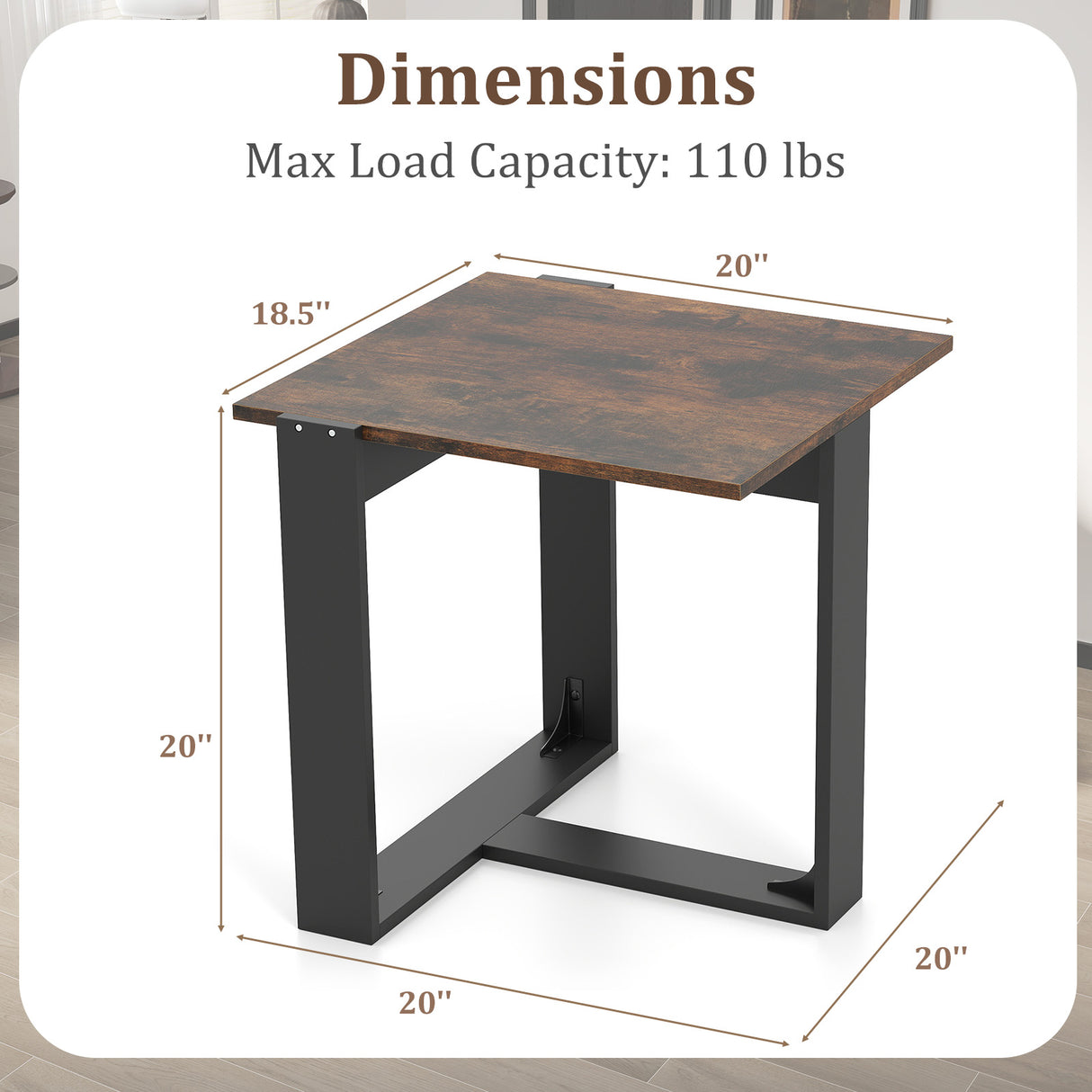 Industrial Sofa End Table with Metal Frame-2