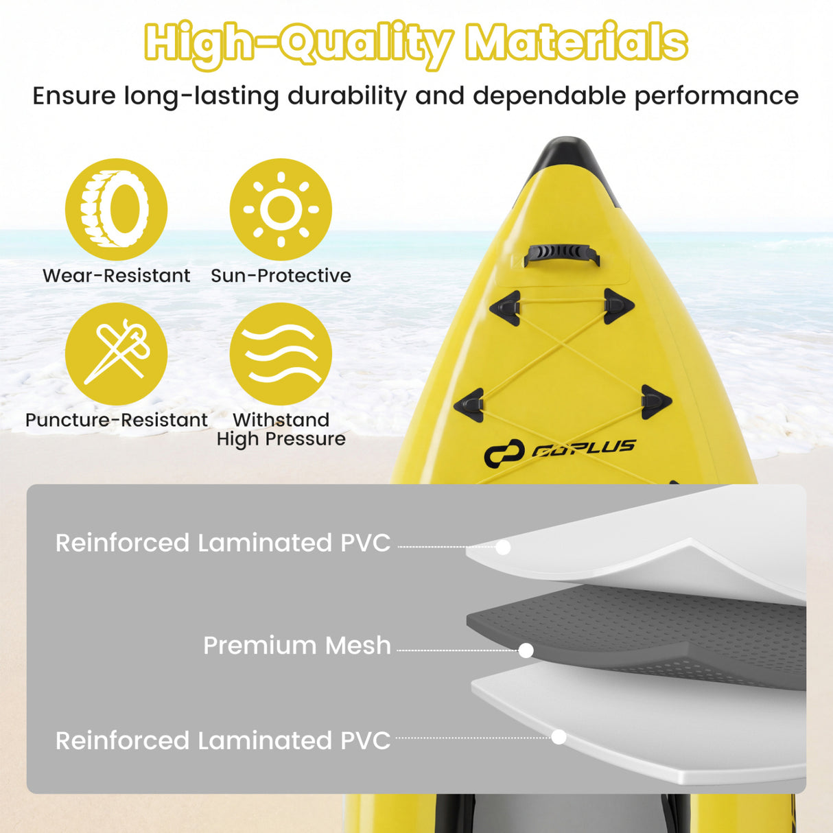 Inflatable 2-person Kayak Set with Aluminium Oars and Repair Kit-Yellow