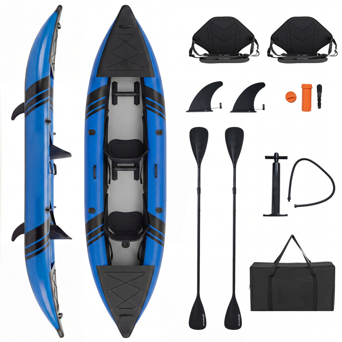 Inflatable 2-person Kayak Set with Aluminium Oars and Repair Kit-Blue