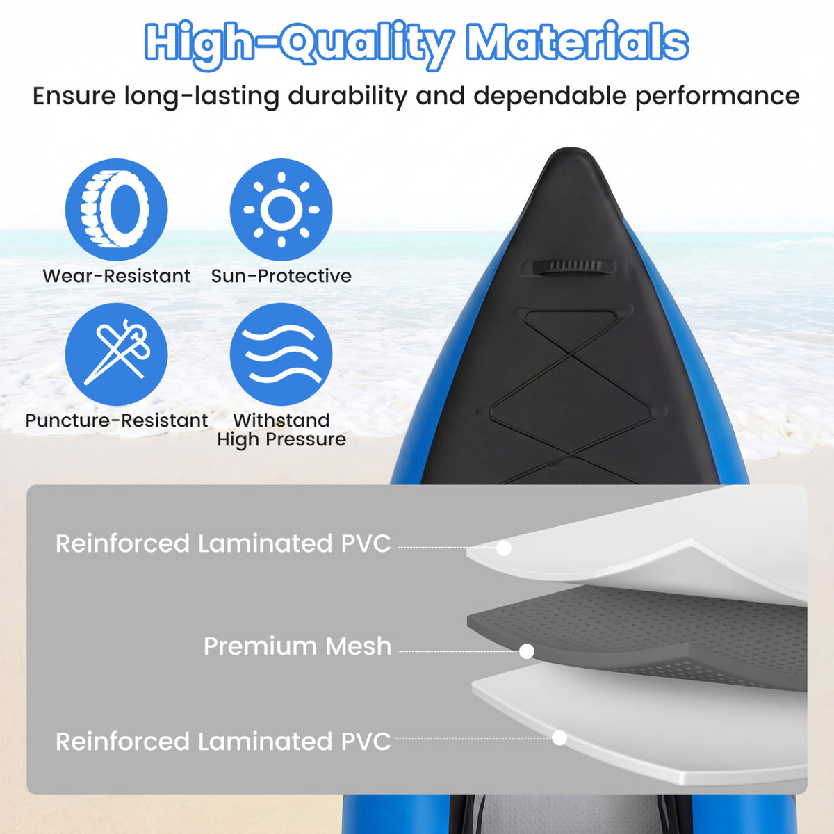 Inflatable 2-person Kayak Set with Aluminium Oars and Repair Kit-Blue
