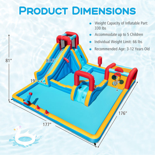 Inflatable Double Water Slide Park 9-in-1 Giant Bounce House Blower Excluded