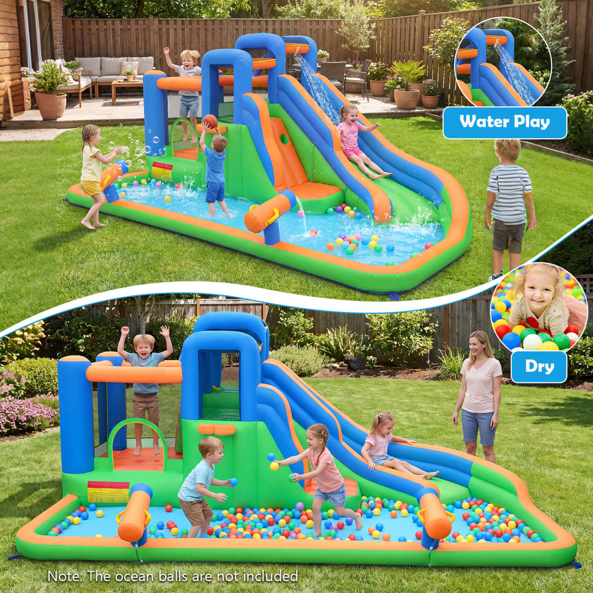 Inflatable Water Slide with Dual Climbing Walls and Blower Excluded