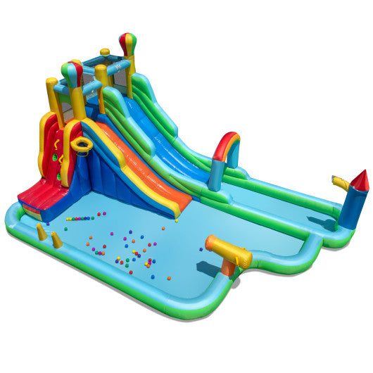 Inflatable Water Slide Park Giant Bounce House with Double Long Slides