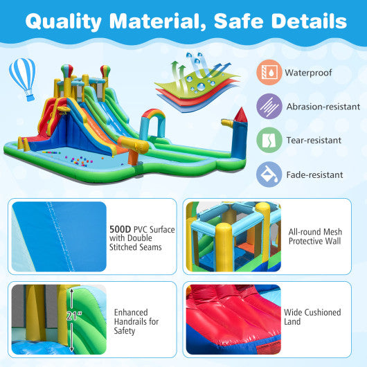 Inflatable Water Slide Park Giant Bounce House with Double Long Slides