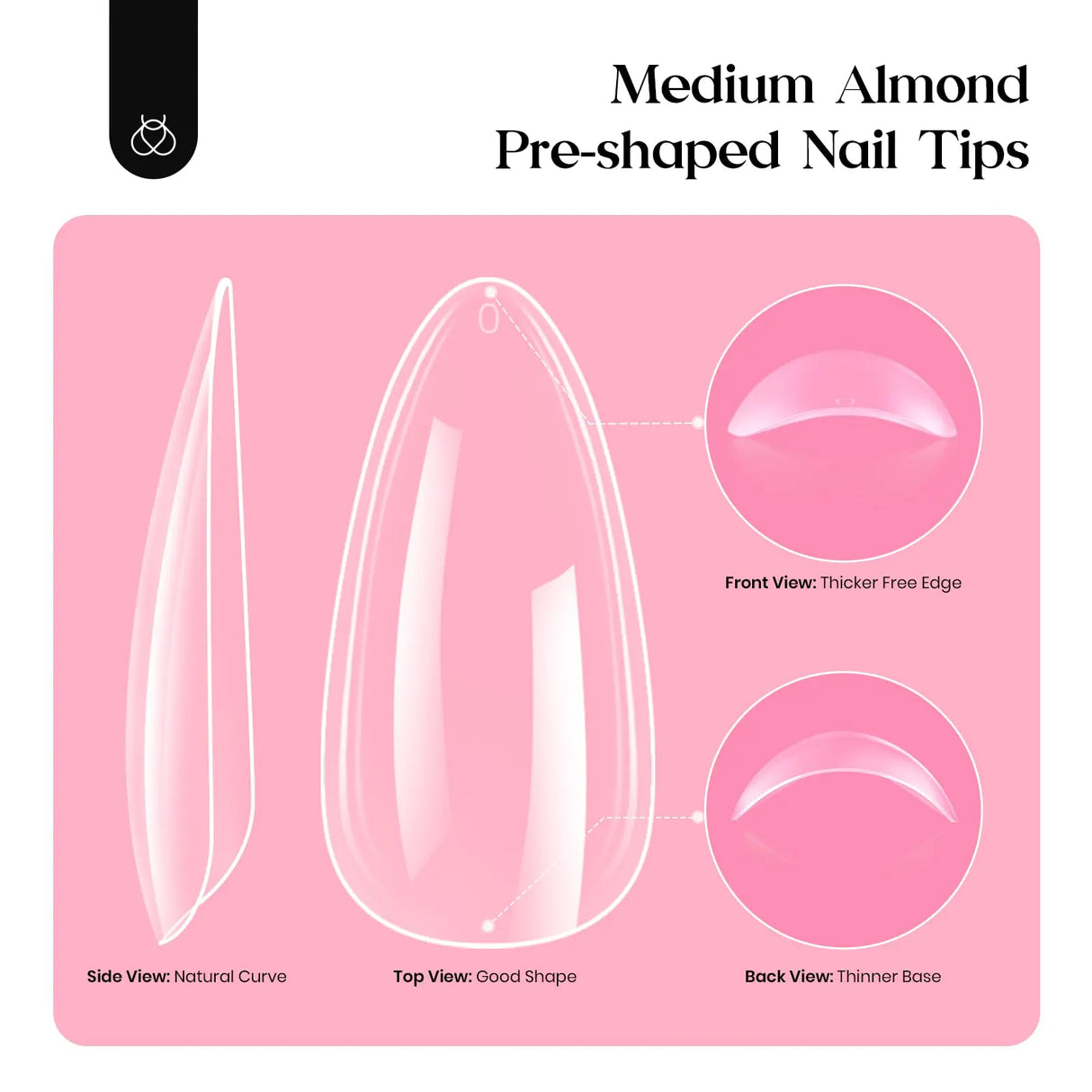 Beetles Gel Nail Kit 600Pcs Medium Almond Nail Tips with Milky White Gel Polish Top Coat, 15 Sizes Soft Clear Gel Nail Tips 5 In 1 Nail Glue Uv Nail Lamp for Nail Extension DIY Nail Salon Gift for Her B-Medium Almond 600pcs(Gel Polish & Top Coat)