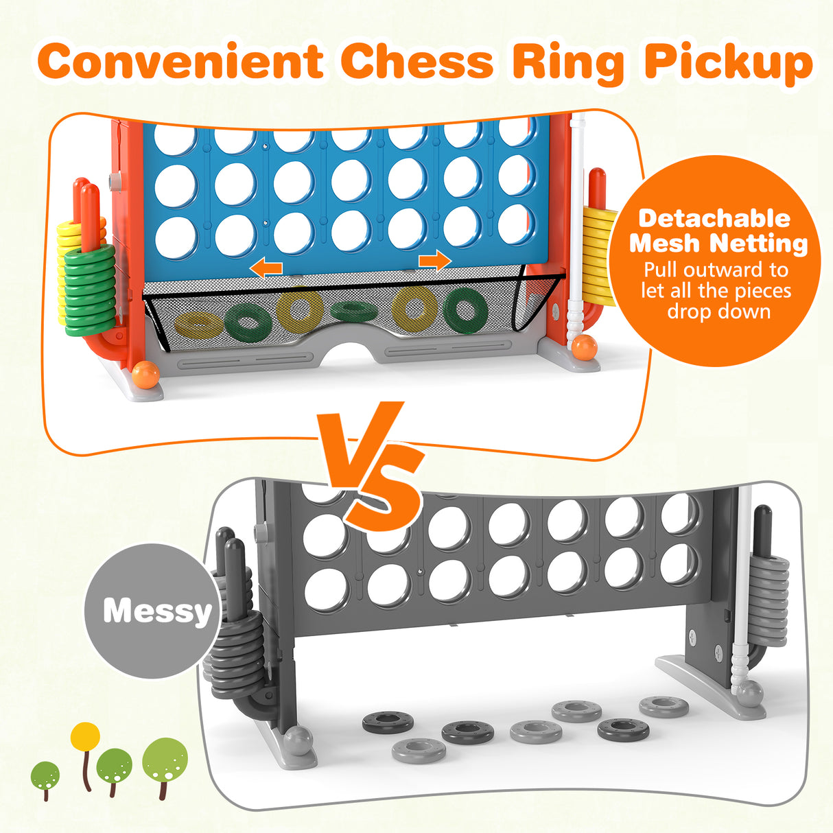 Jumbo 4-to-Score Game with Ring-toss and Basketball Hoop-Blue & Orange