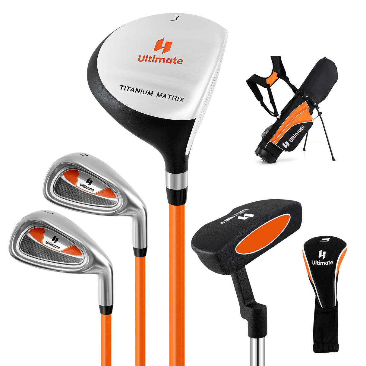 Junior Complete Golf Club Set For Age 8 to 10-Yellow
