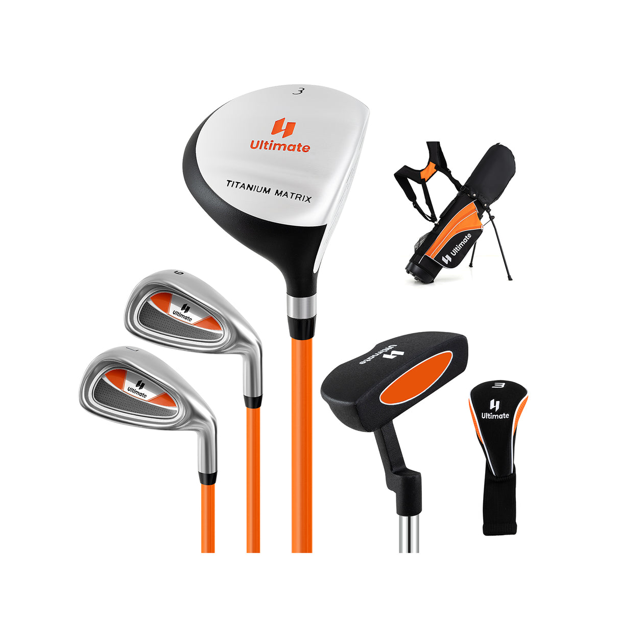 Junior Complete Golf Club Set For Age 8 to 10-Yellow